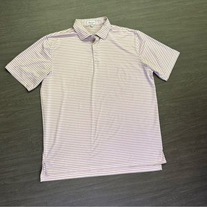 Peter Millar men’s pink with black striped polo. Size XL